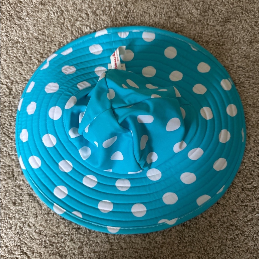 Hanna Andersson Reversible Blue Polka Dot and Heart Hat